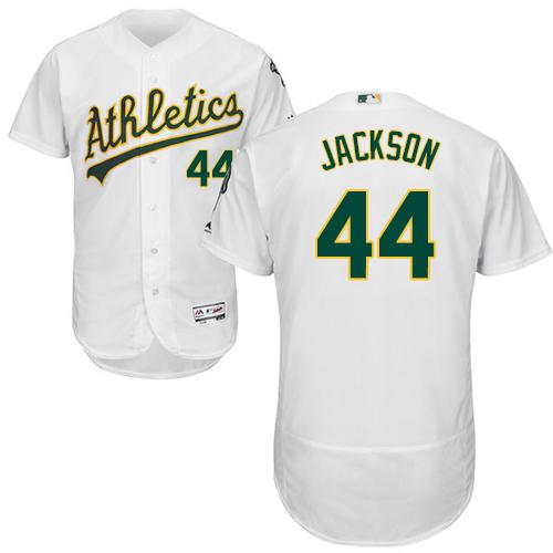 Athletics #44 Reggie Jackson White Flexbase Authentic Collection Stitched MLB Jersey - Click Image to Close